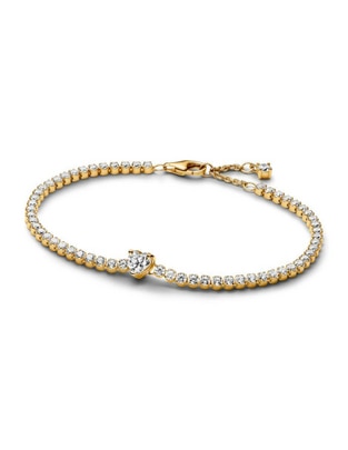 Brazalete de plata con zirconia cúbica P 925 y 14 K acabado brillante Brazalete de plata con zirconia cúbica P 925 y 14 K acabado brillante