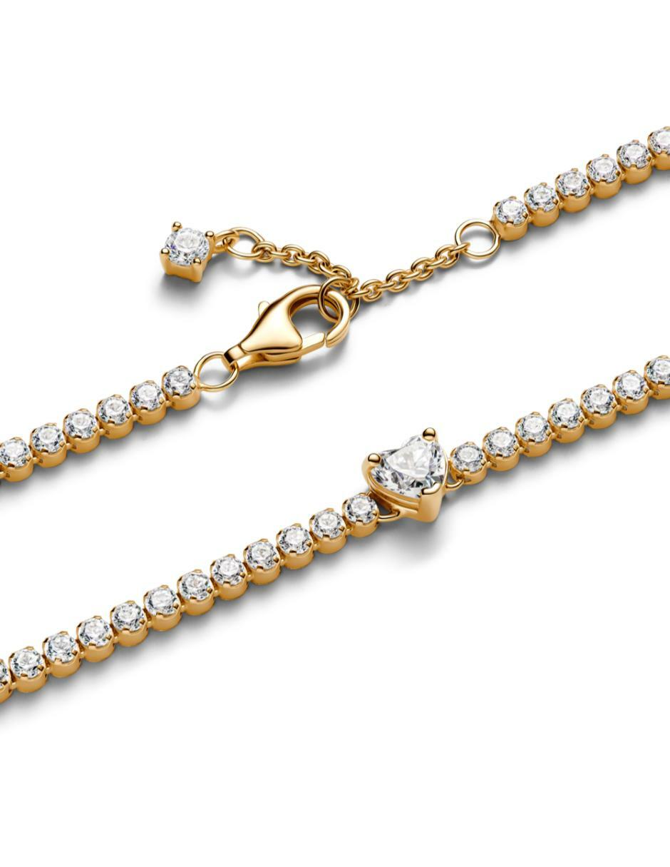 Brazalete de plata con zirconia cúbica P 925 y 14 K acabado brillante 3