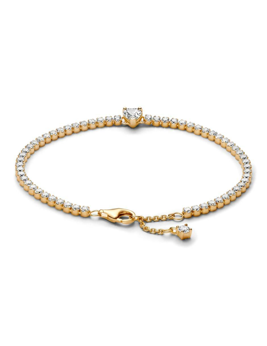 Brazalete de plata con zirconia cúbica P 925 y 14 K acabado brillante 4