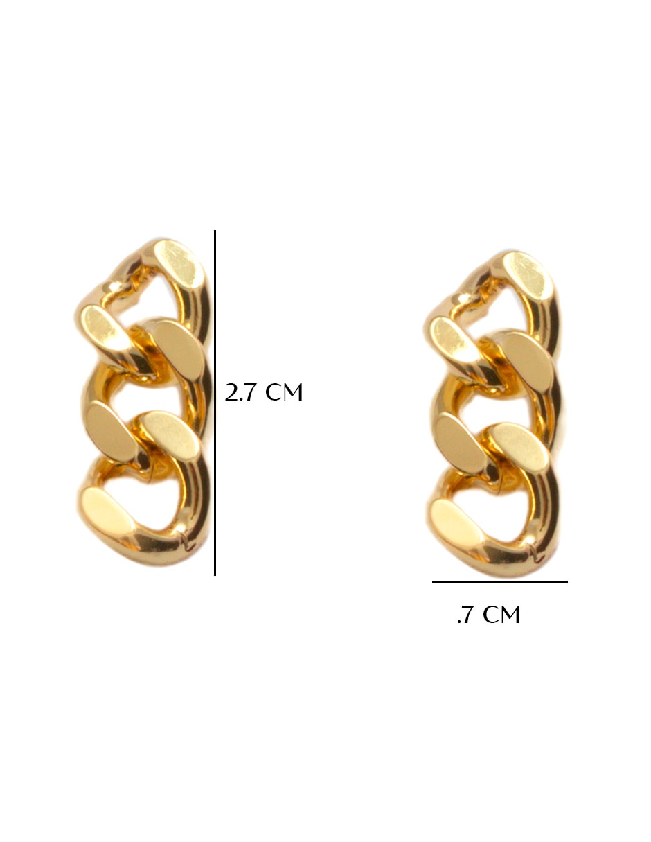 Aretes de cadena con acabado chapa de oro