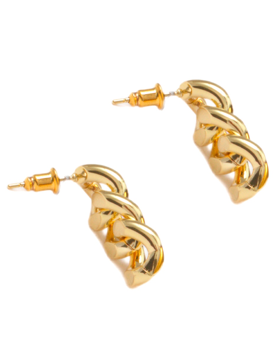 Aretes de cadena con acabado chapa de oro