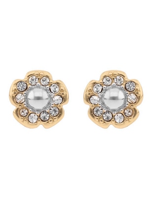 Aretes de flor con acabado brillante cristal 1