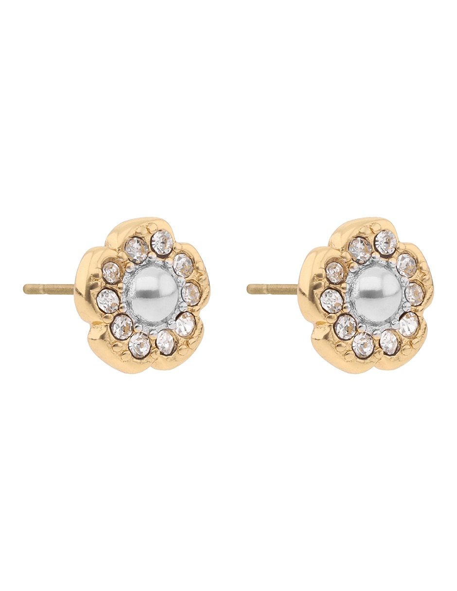 Aretes de flor con acabado brillante cristal 2