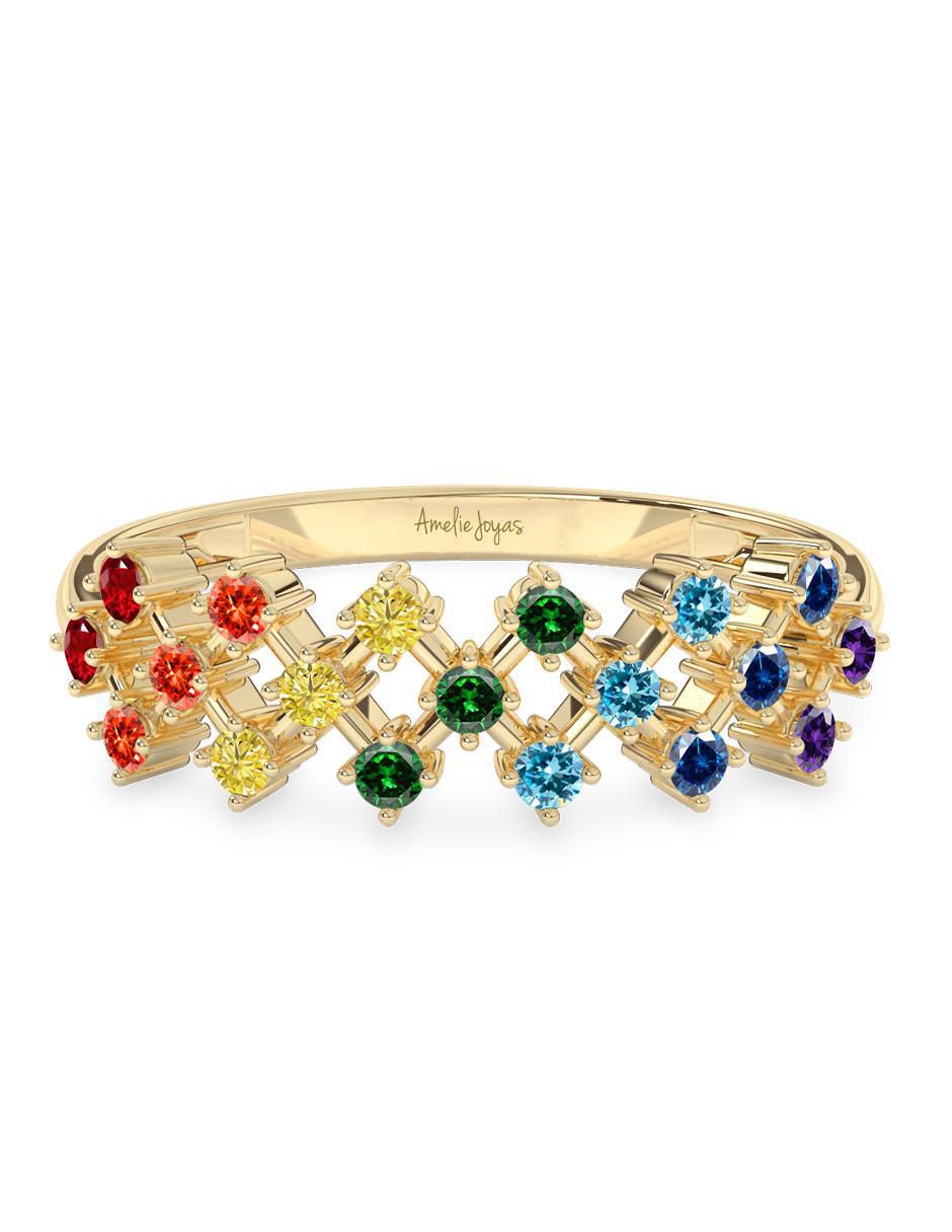Anillo de oro zirconia pulido