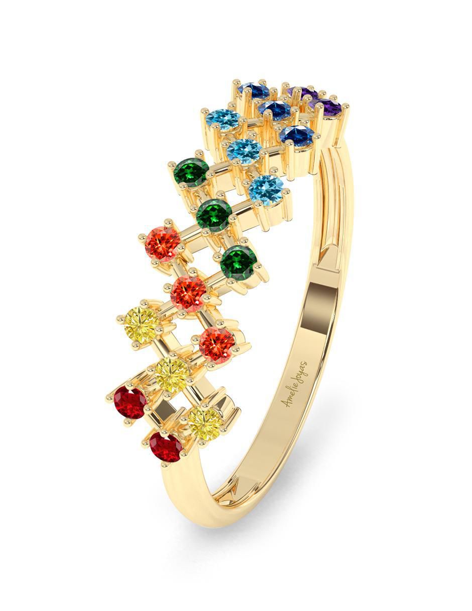 Anillo 14 k de oro zirconia pulido 5