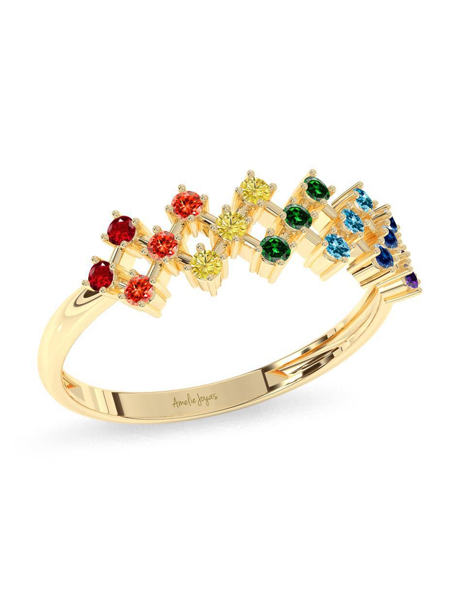 Anillo 14 k de oro zirconia pulido 3