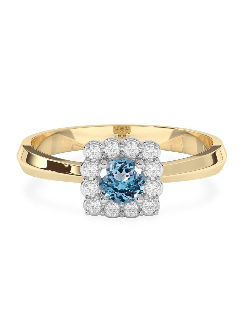Anillo de oro aguamarina pulido