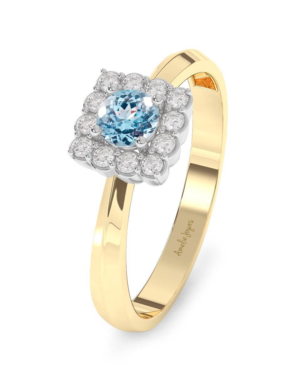 Anillo de oro aguamarina pulido 4