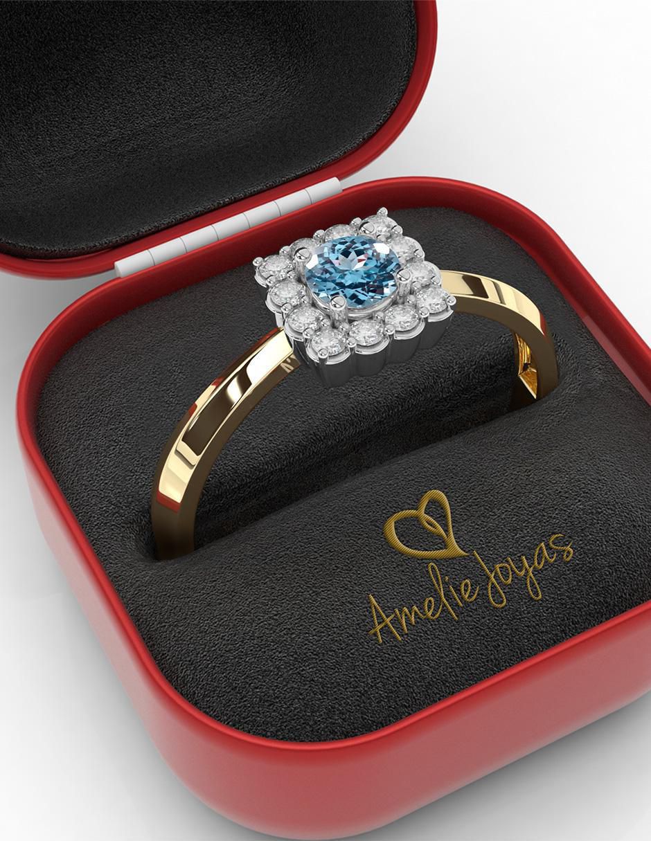 Anillo de oro aguamarina pulido 2