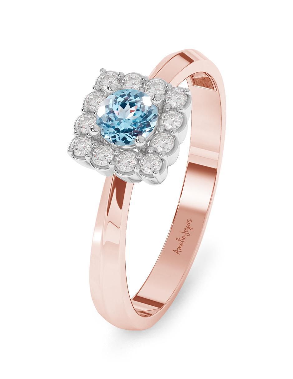 Anillo 14 k de oro aguamarina pulido 4
