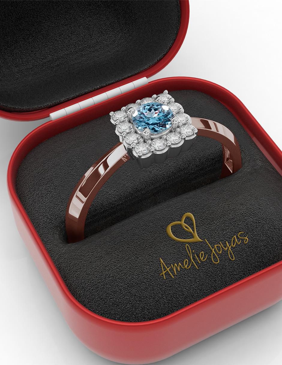 Anillo 14 k de oro aguamarina pulido 2