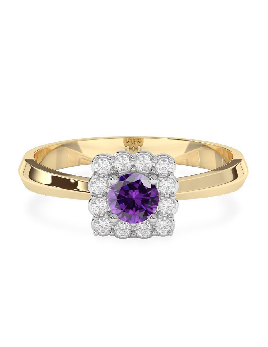 Anillo de oro amatista pulido