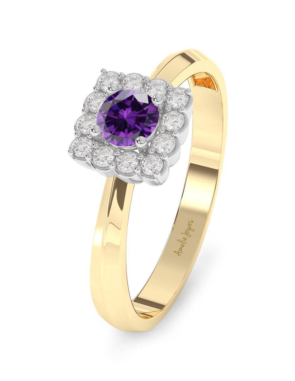 Anillo de oro amatista pulido 4