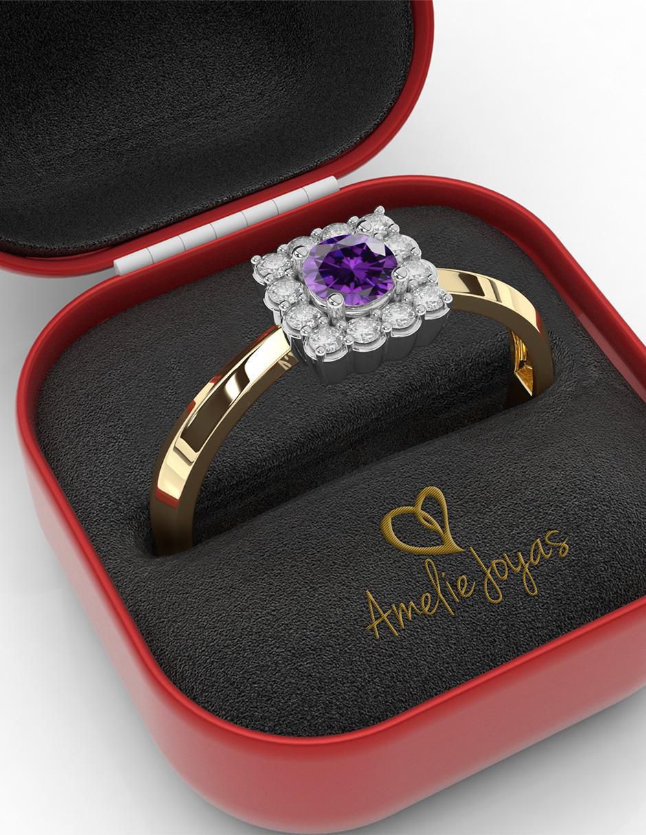 Anillo de oro amatista pulido 2