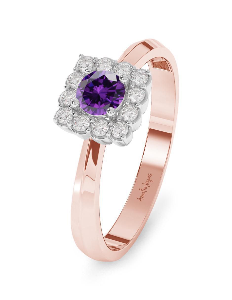 Anillo 14 k de oro amatista pulido 4