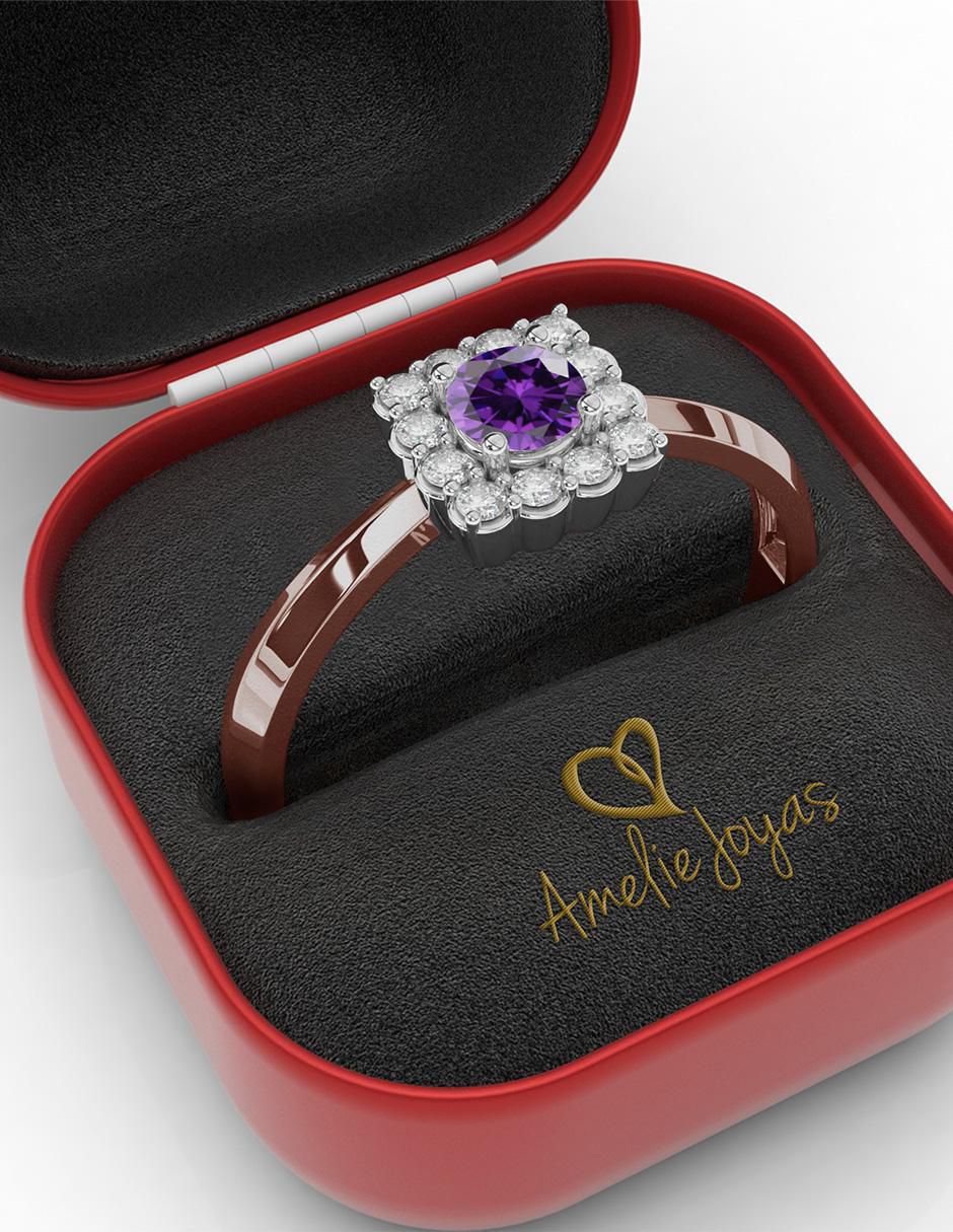 Anillo 14 k de oro amatista pulido 2