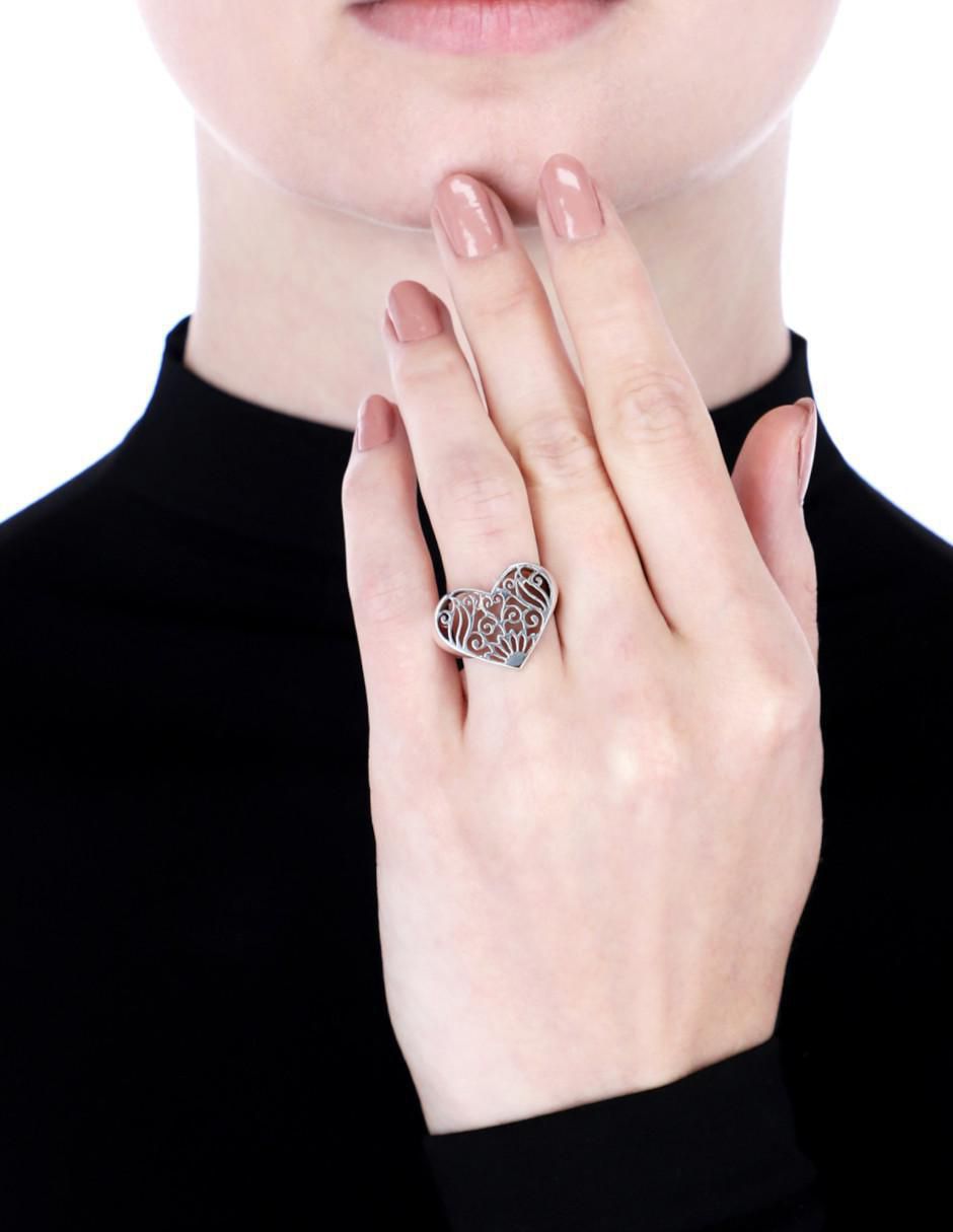 Anillo de corazón P 925 de plata brillante