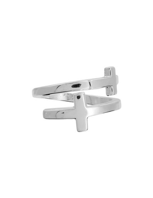 Anillo de cruz P 925 de plata brillante
