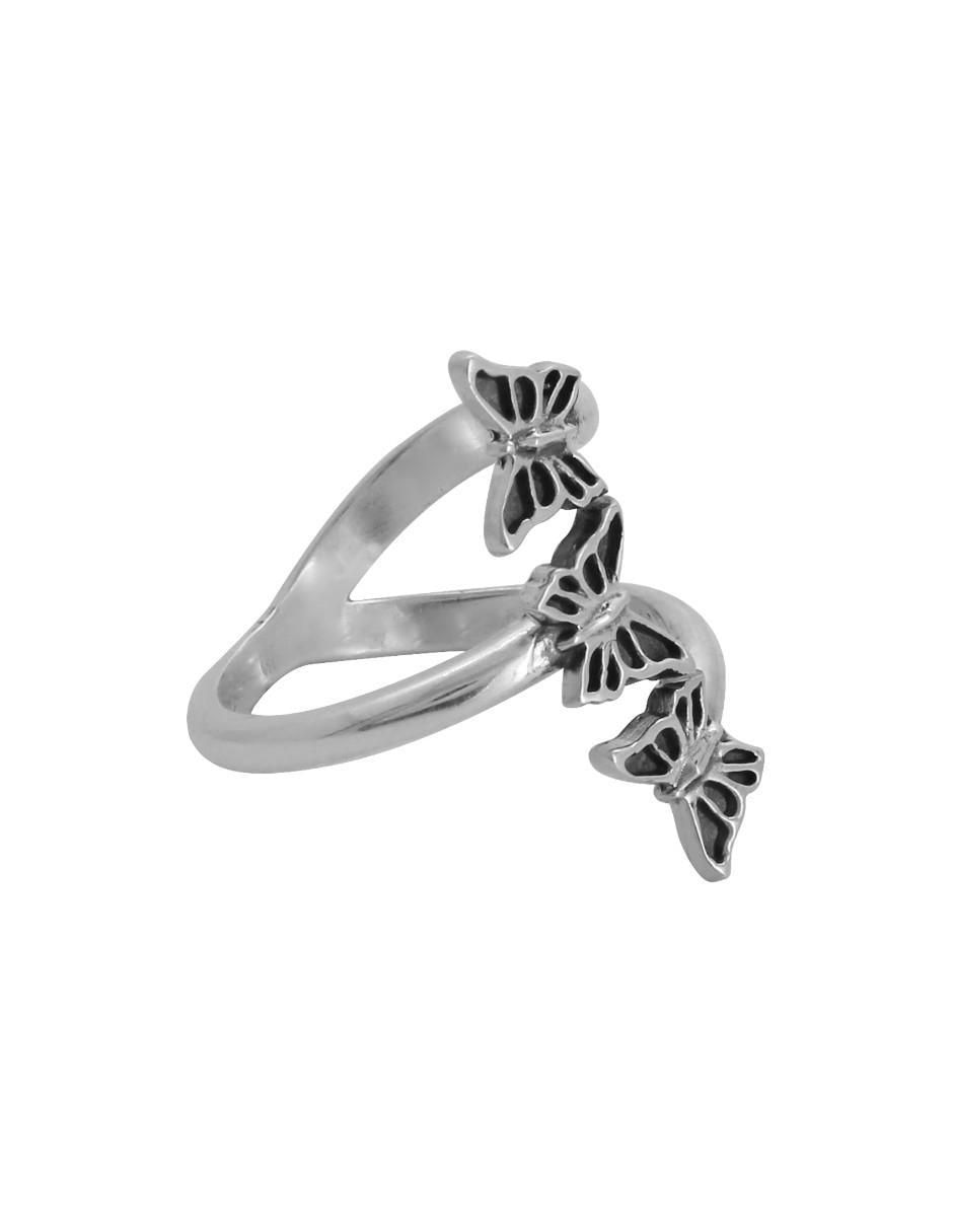 Anillo de mariposa P 925 de plata brillante