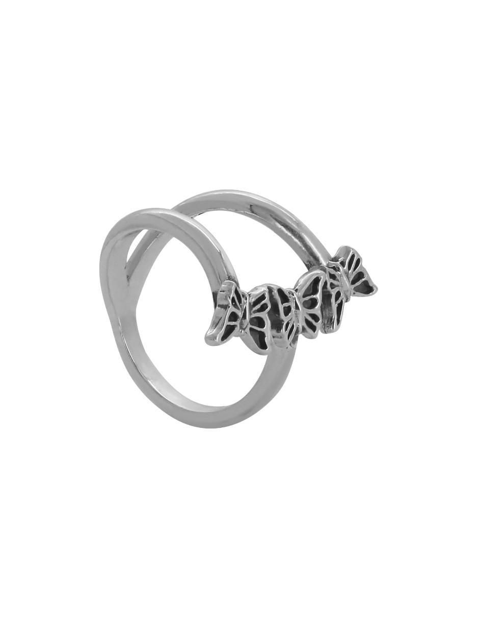 Anillo de mariposa P 925 de plata brillante