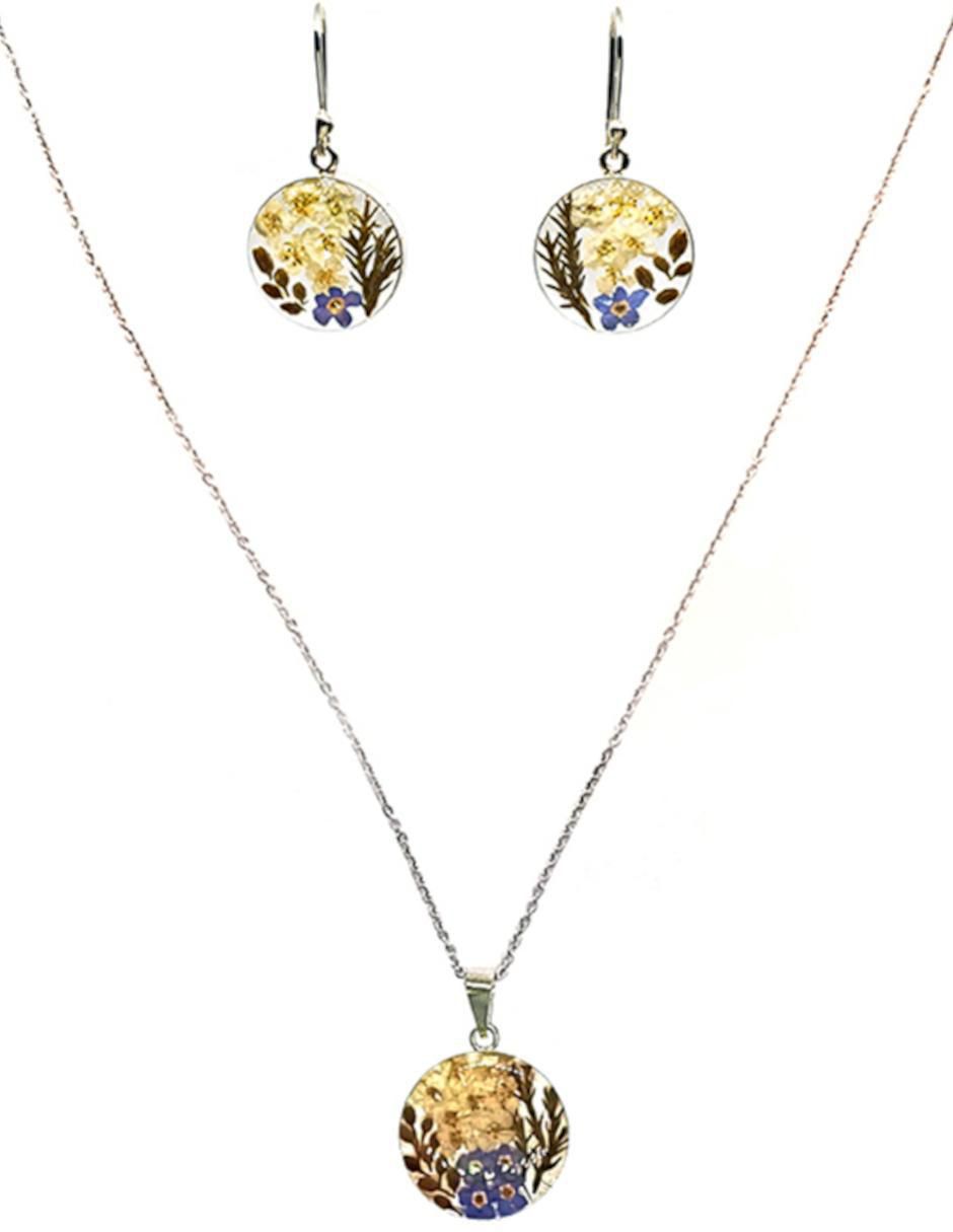 Aretes y collar redondo Petick Ramo de Novia de plata p 925