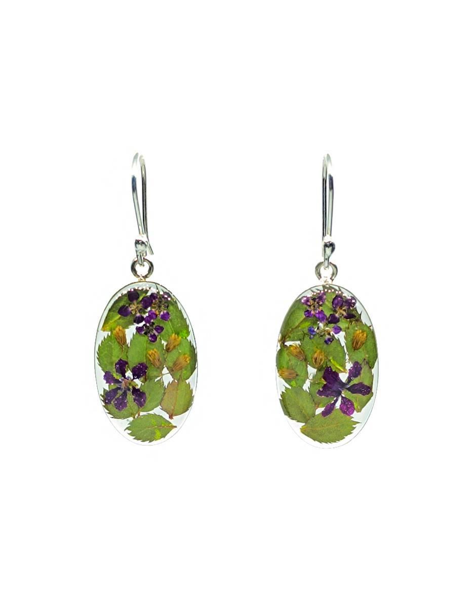 Aretes y collar ovalado Hiedra Morada de plata p 925 2