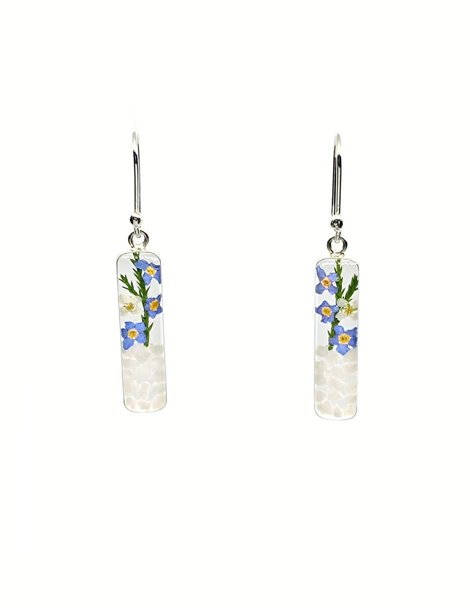 Aretes y collar rectangular Petick Jardín Azul de plata p 925 2