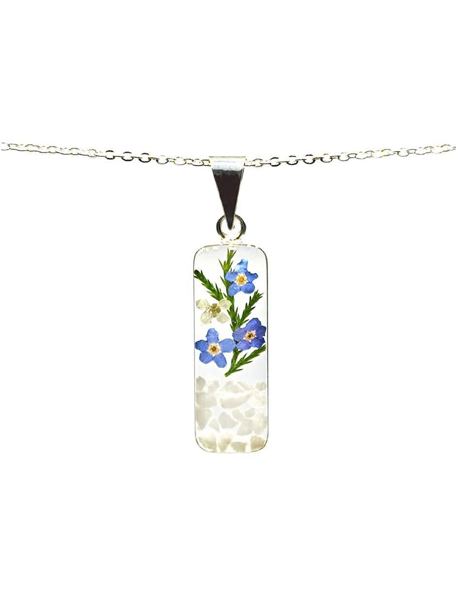 Aretes y collar rectangular Petick Jardín Azul de plata p 925 3