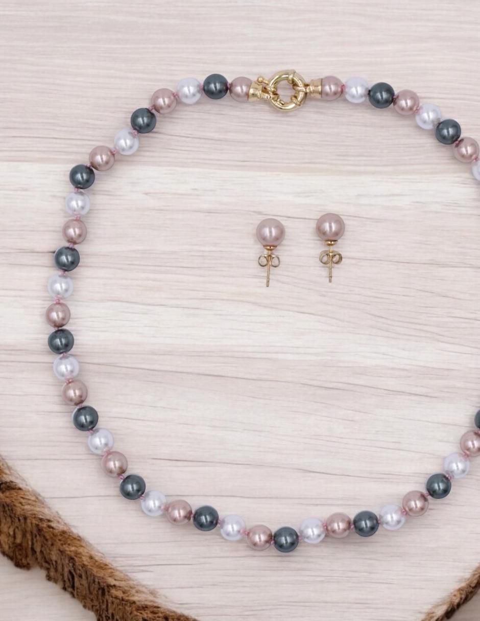 Aretes y collar circular Arette Perlas de Mallorca 4