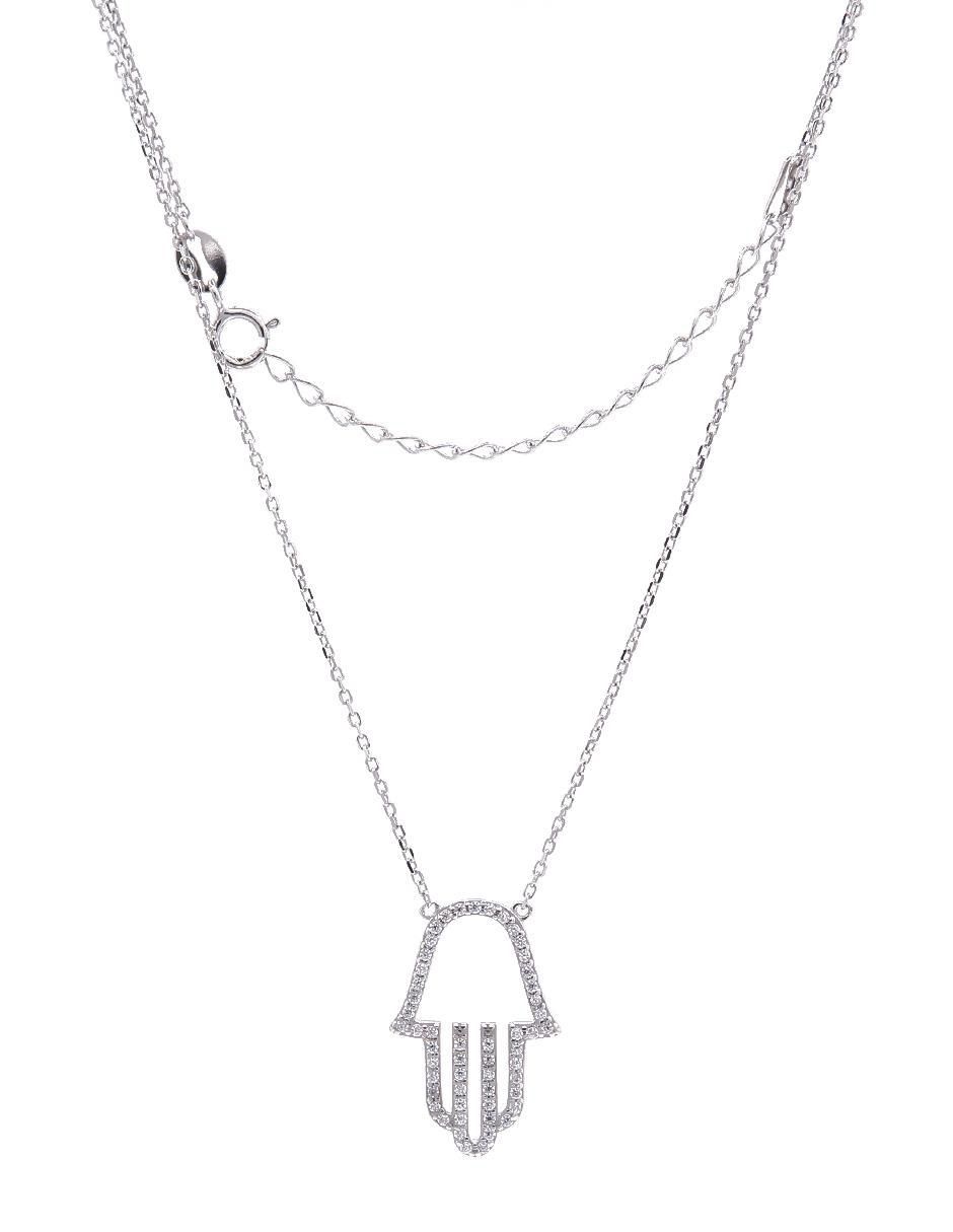 Collar con dije de mano de fátima de plata P 925