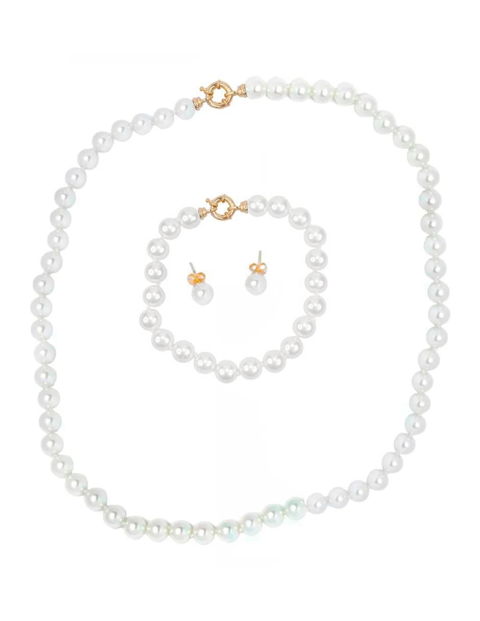 Aretes, collar y pulsera circular Perlas de Mallorca perla 1
