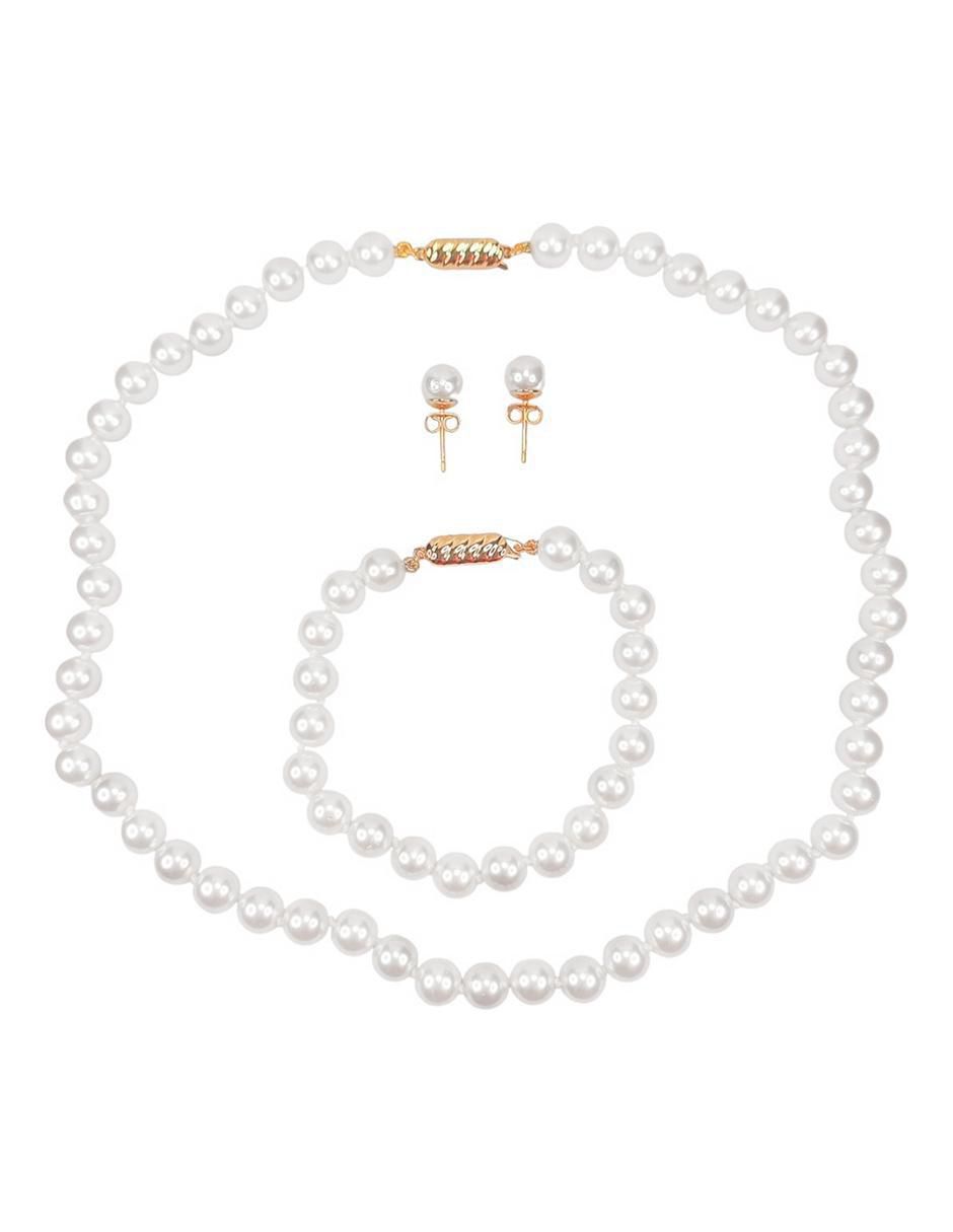 Aretes, collar y pulsera circular Perlas de Mallorca perla 2