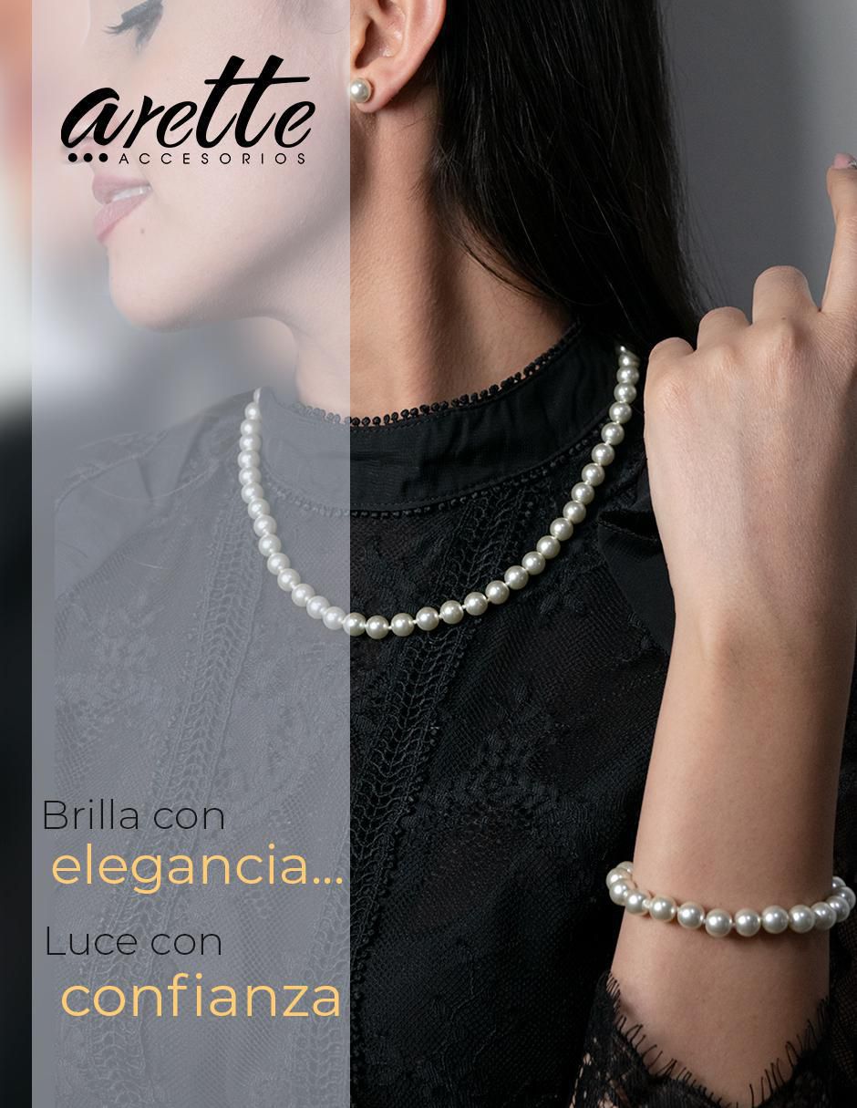 Aretes, collar y pulsera circular Perlas de Mallorca perla 4