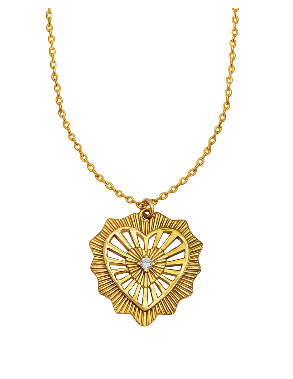 Collar con dije de corazón Eterna de plata 14 K
