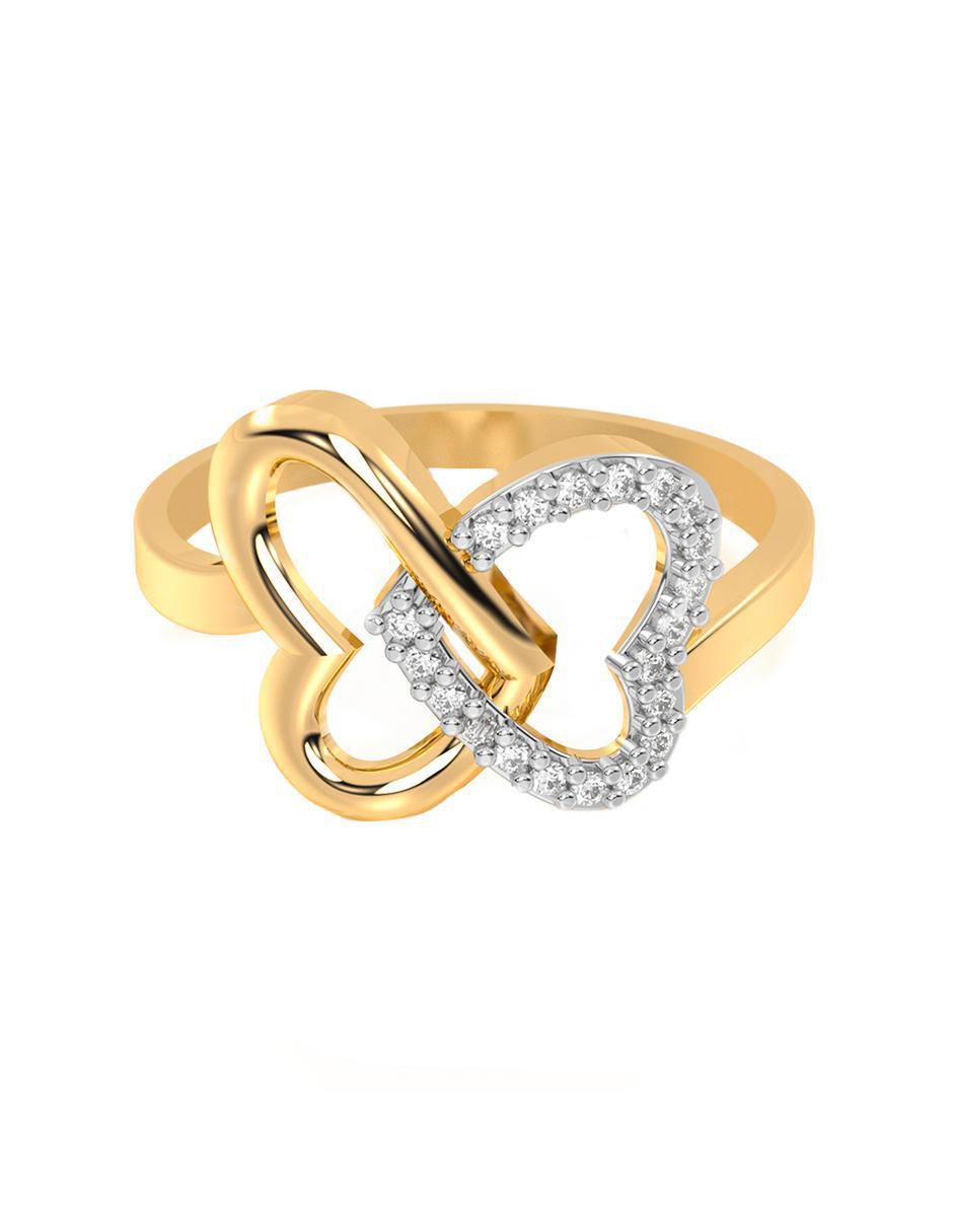 Anillo de mariposa 10 k de oro zirconia brillante Anillo de mariposa 10 k de oro zirconia brillante