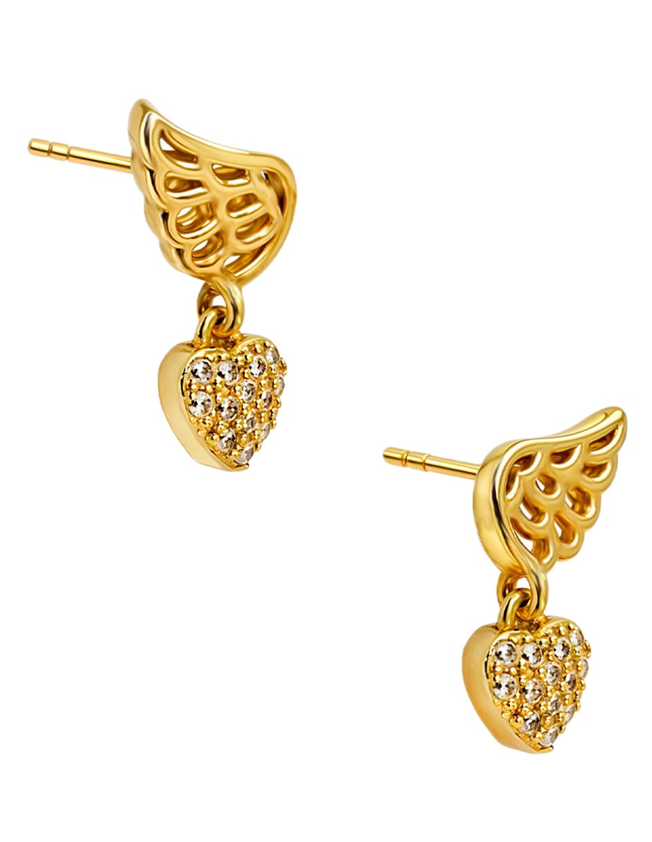 Broqueles de alas de plata P 925 con acabado pavé zirconia Broqueles de alas de plata P 925 con acabado pavé zirconia
