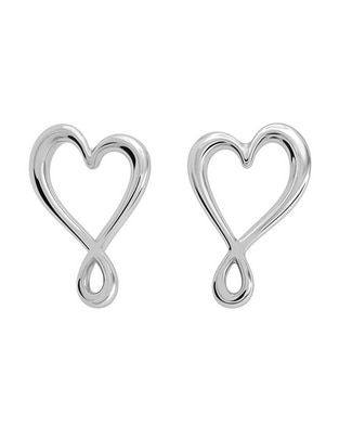 Broqueles de corazón Garabatos de plata P 925 con acabado brillante