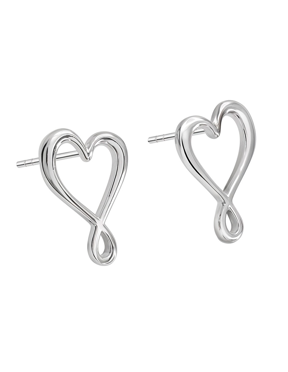 Broqueles de corazón Garabatos de plata P 925 con acabado brillante 2