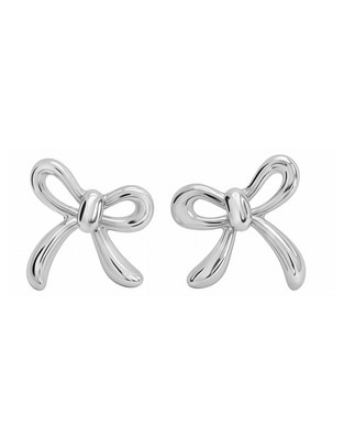 Broqueles de moño Garabatos de plata P 925 con acabado plateado