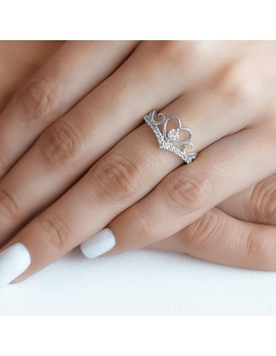 Anillo de corazón de oro zirconia brillante 3