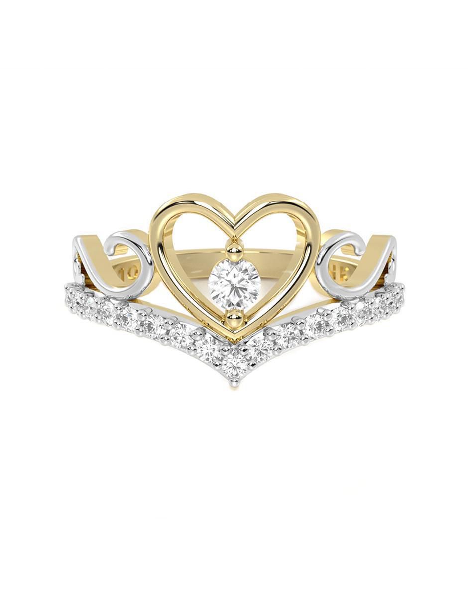 Anillo de corazón de oro zirconia brillante Anillo de corazón de oro zirconia brillante