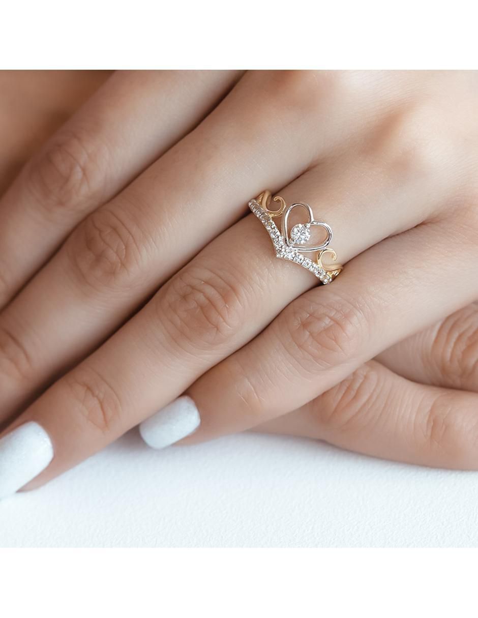 Anillo de corazón abba joyas de oro zirconia brillante