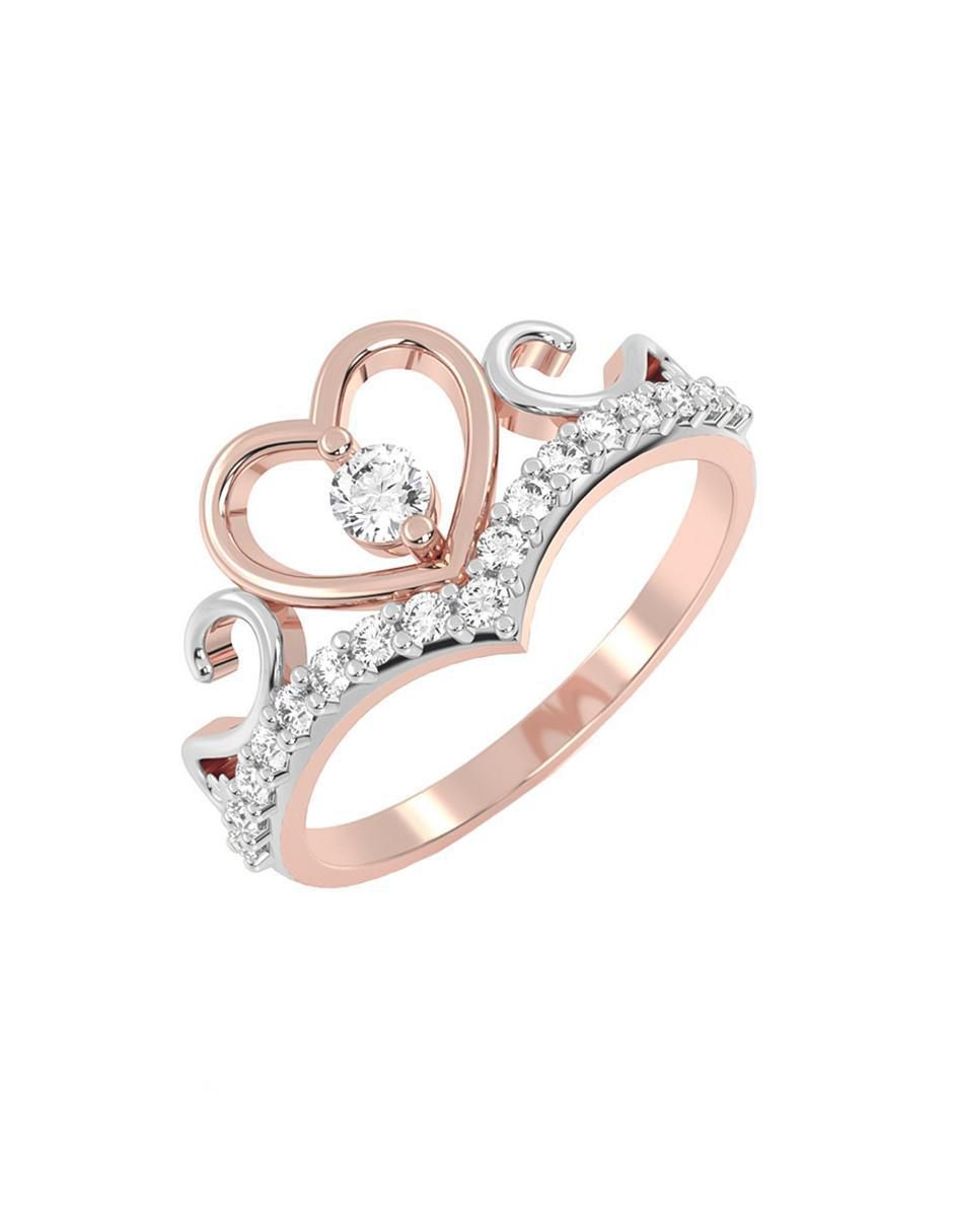 Anillo de corazón de oro zirconia brillante 2