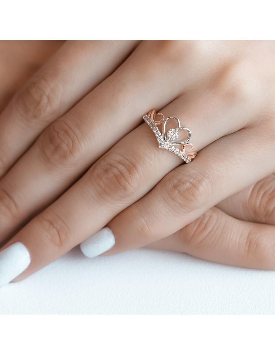 Anillo de corazón de oro zirconia brillante 3