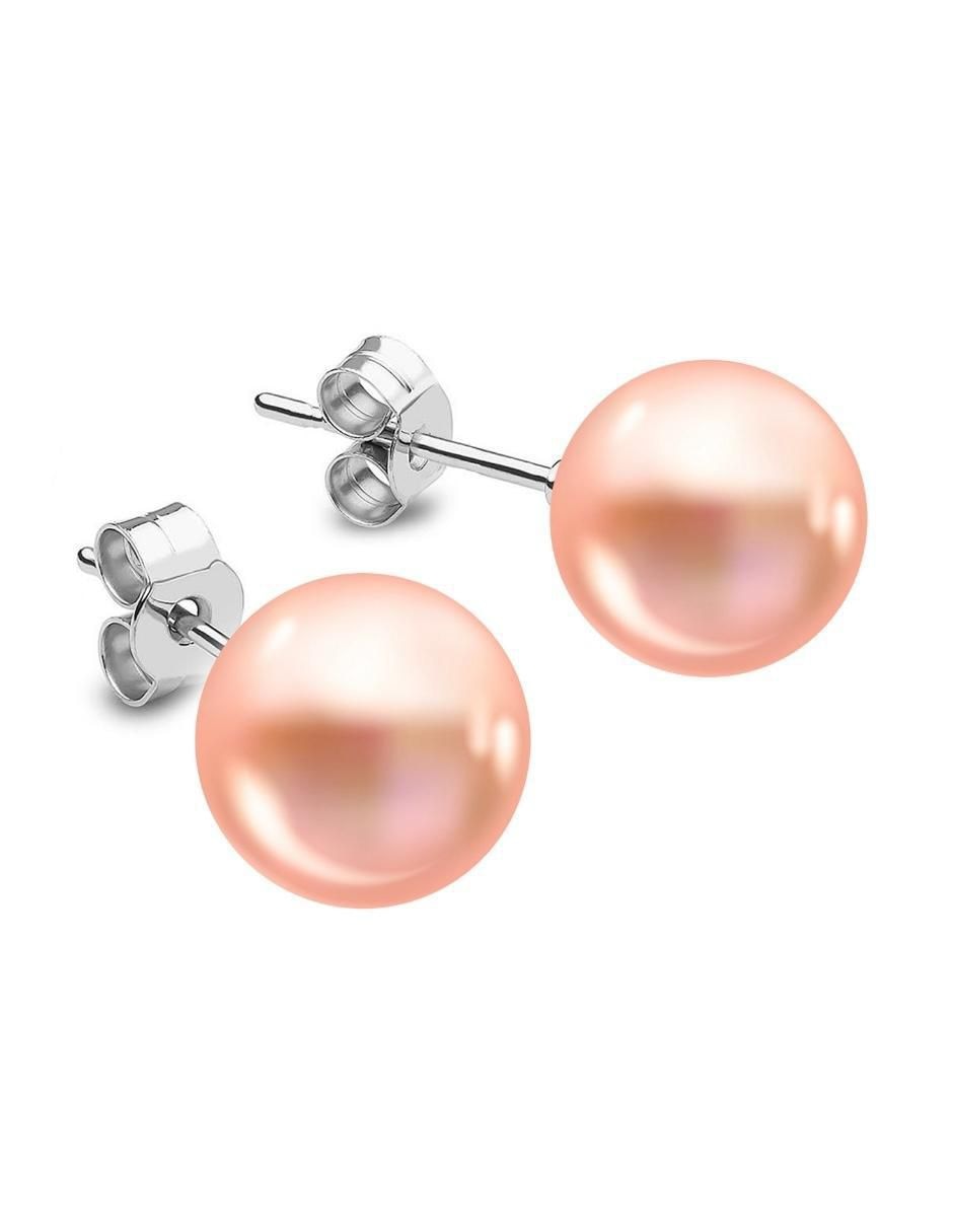 Broqueles redondos de plata P 925 perla de cristal 1