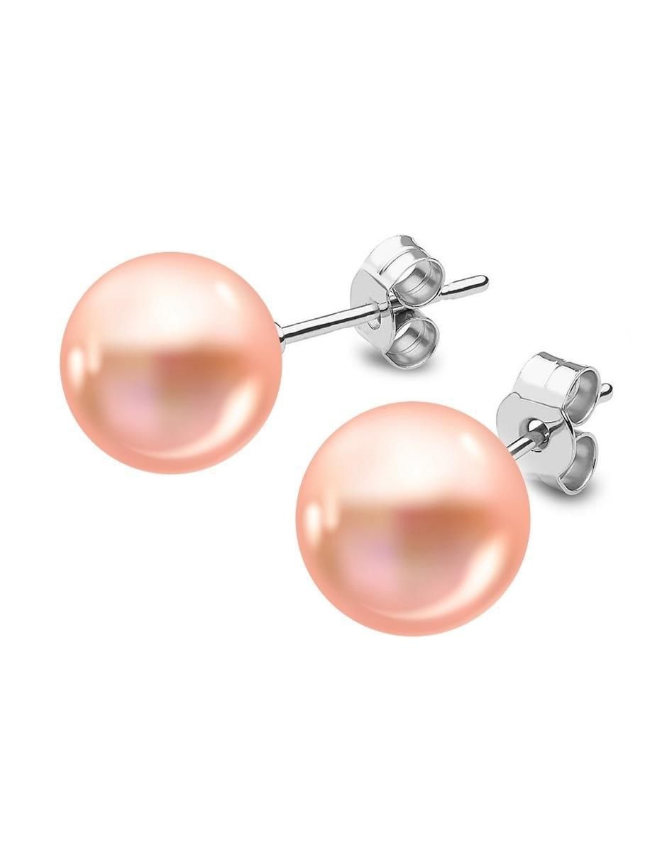 Broqueles redondos de plata P 925 perla de cristal 3