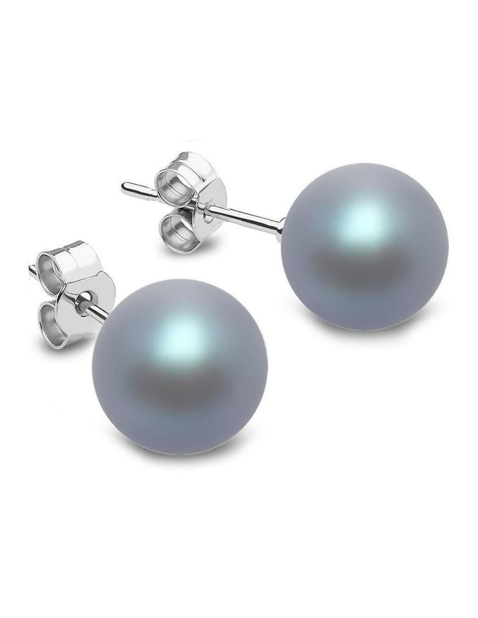 Broqueles redondos de plata P 925 perla de cristal Broqueles redondos de plata P 925 perla de cristal