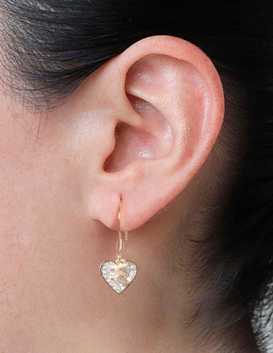 Aretes de corazón con acabado pavé cristal 2