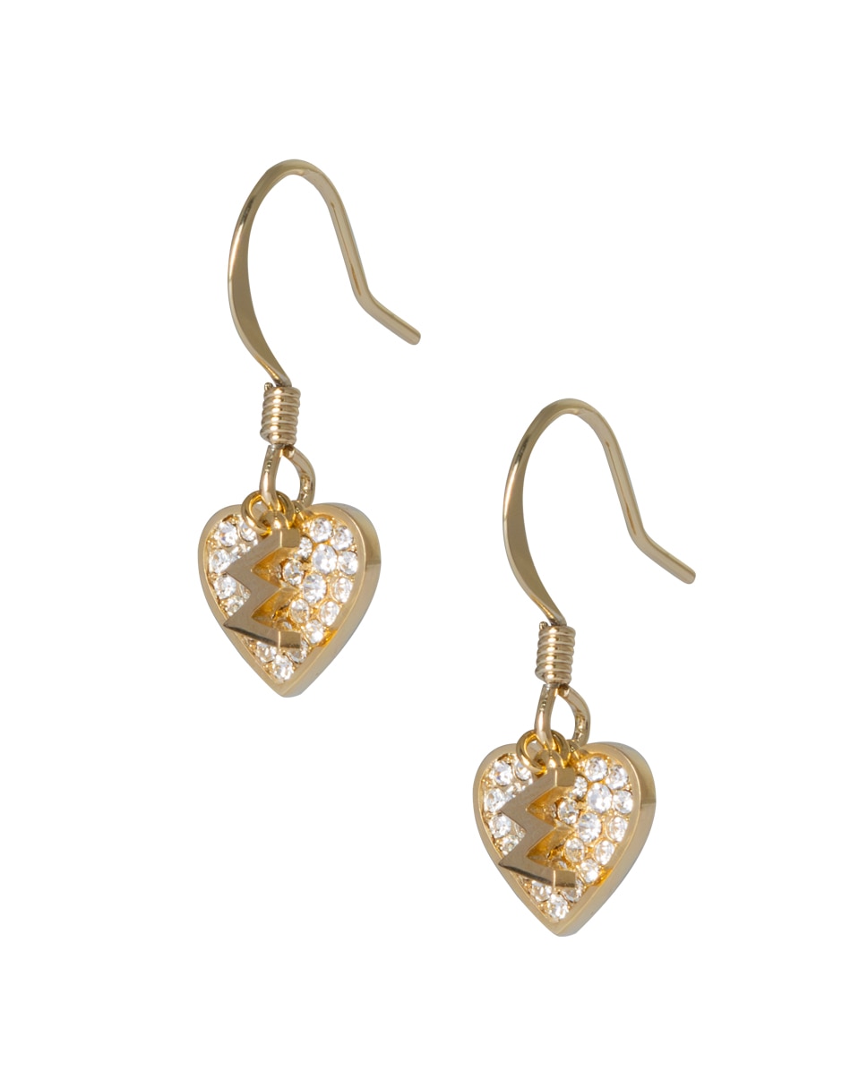 Aretes de corazón con acabado pavé cristal Aretes de corazón con acabado pavé cristal