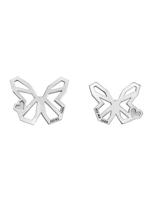 Broqueles de mariposa Origami de plata P 925 con acabado plateado Broqueles de mariposa Origami de plata P 925 con acabado plateado